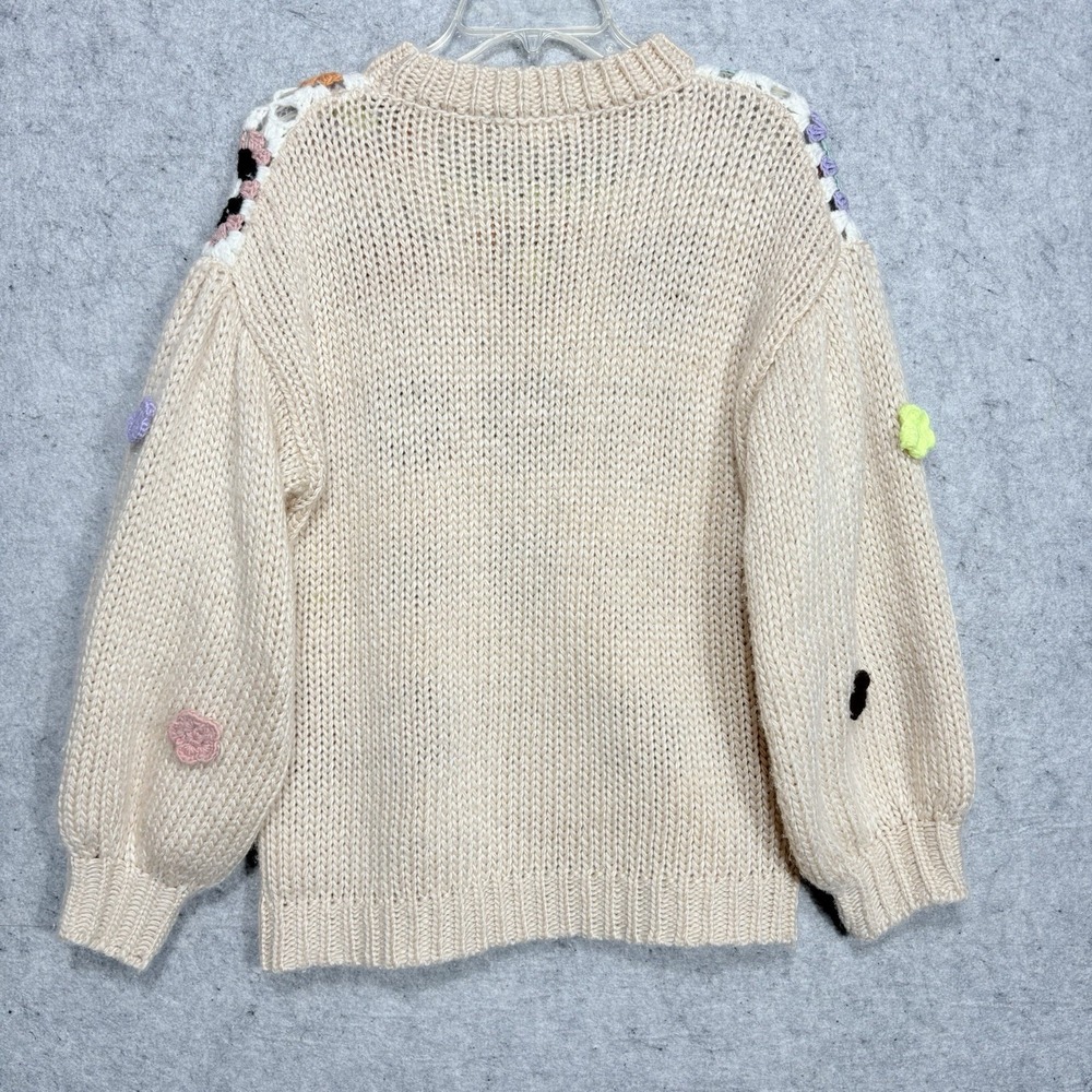 Listicle Granny Square Crochet Sweater S Boho Cottagecore Balloon Sleeve - Picture 6 of 11